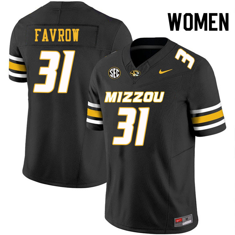 Women #31 Anthony Favrow Missouri Tigers College Football Jerseys Stitched-Black